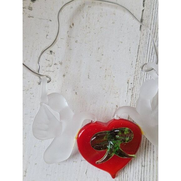 Dove heart mistletoe ornament Xmas decor bird Frost - Picture 1 of 6